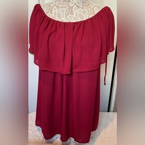 Torrid off the shoulder sleeveless burgundy red top size 2 shoulder laces flowy